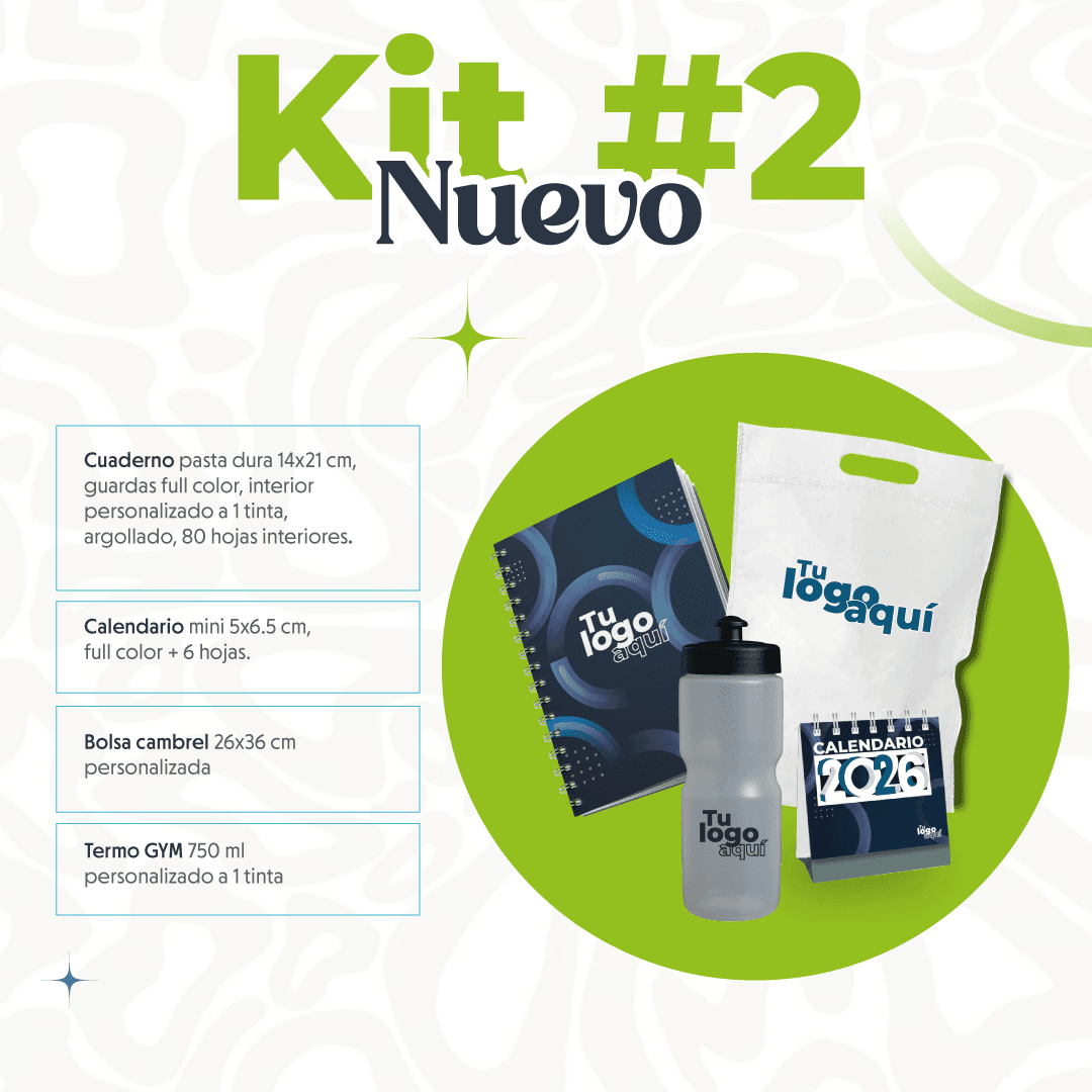 KIT 2 | CUADERNO, TERMO GYM, CALENDARIO MINI, BOLSA CAMBREL. 2 KIT 2 | CUADERNO, TERMO GYM, CALENDARIO MINI, BOLSA CAMBREL.